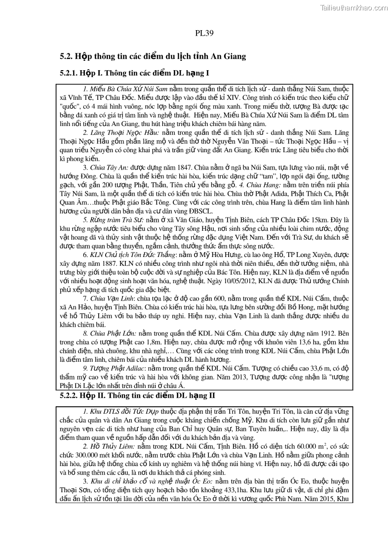 Luận án tiến sĩ địa lý Phát triển du lịch tỉnh An Giang trong liên kết Vùng phụ cận - 21 Trang 245