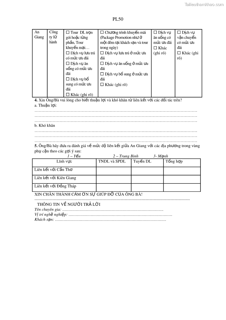 Luận án tiến sĩ địa lý Phát triển du lịch tỉnh An Giang trong liên kết Vùng phụ cận - 22 Trang 256