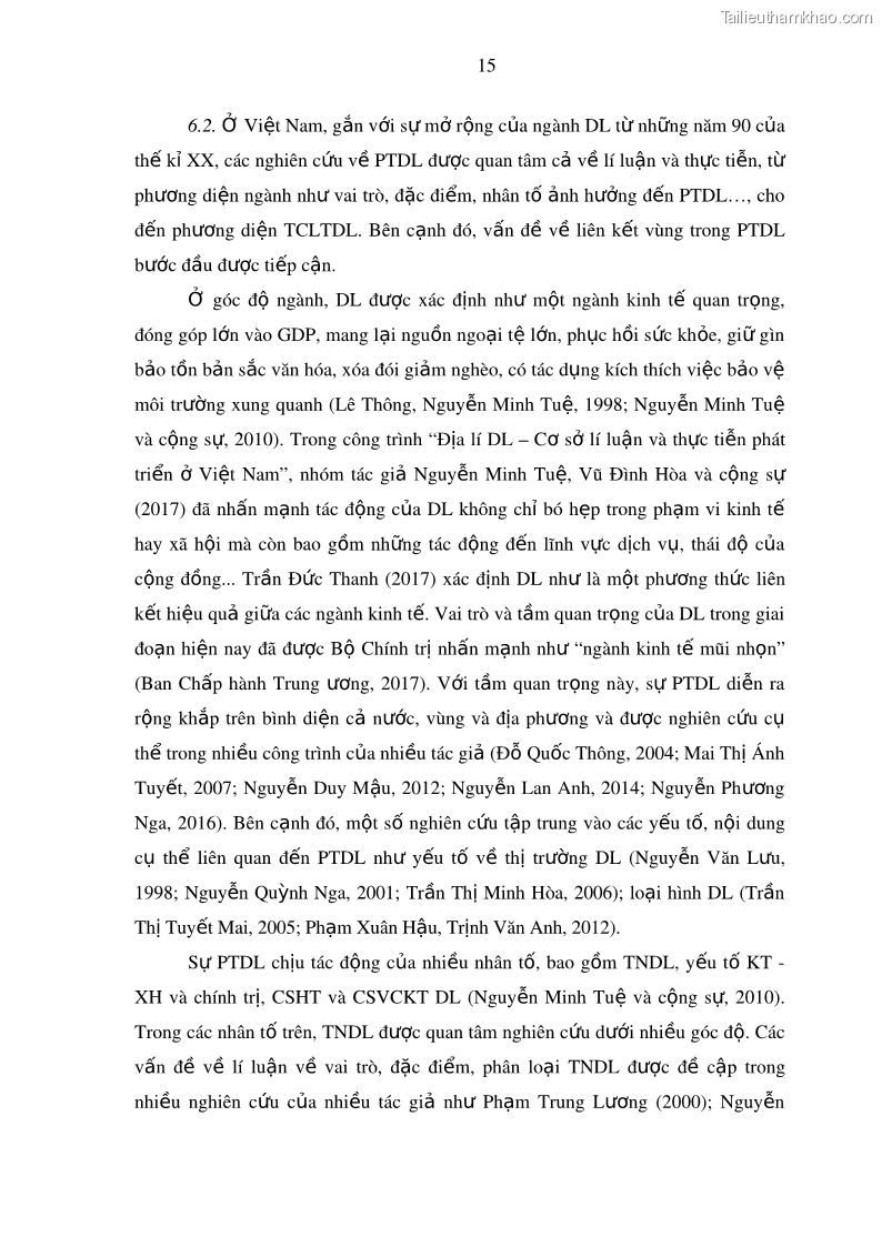 Luận án tiến sĩ địa lý Phát triển du lịch tỉnh An Giang trong liên kết Vùng phụ cận - 3 Trang 29