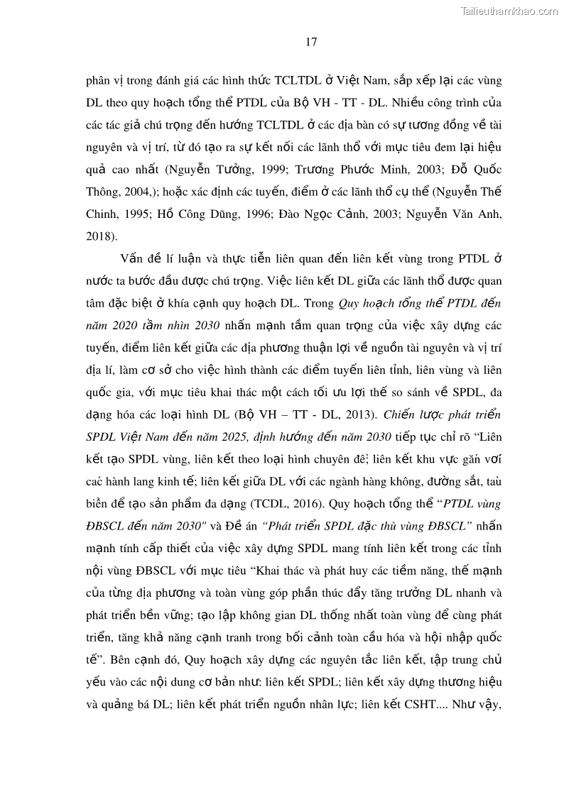 Luận án tiến sĩ địa lý Phát triển du lịch tỉnh An Giang trong liên kết Vùng phụ cận - 3 Trang 31