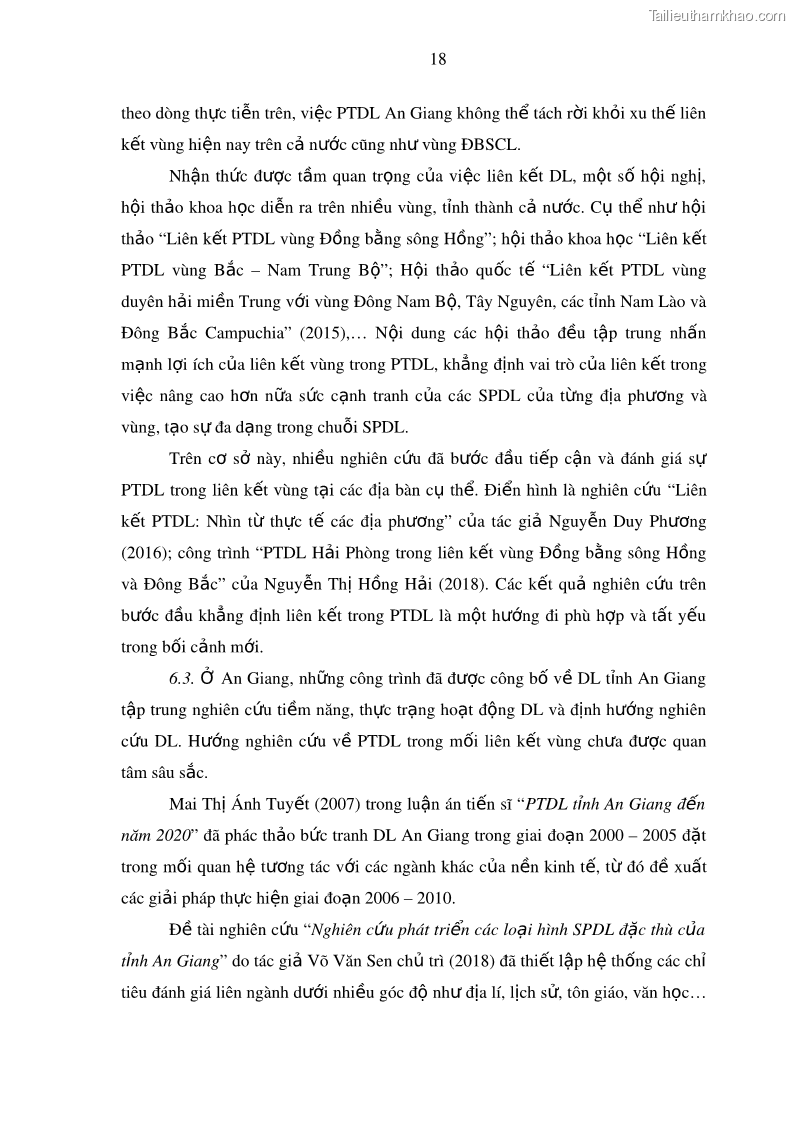 Luận án tiến sĩ địa lý Phát triển du lịch tỉnh An Giang trong liên kết Vùng phụ cận - 3 Trang 32