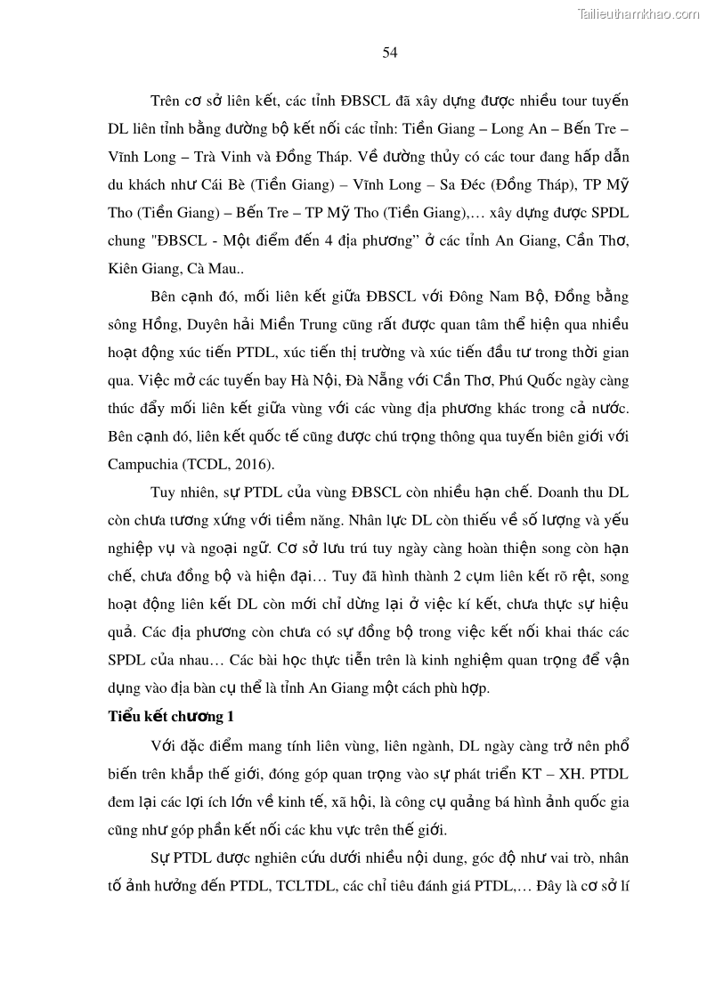 Luận án tiến sĩ địa lý Phát triển du lịch tỉnh An Giang trong liên kết Vùng phụ cận - 6 Trang 68