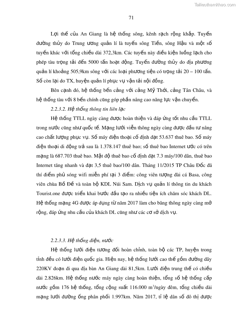 Luận án tiến sĩ địa lý Phát triển du lịch tỉnh An Giang trong liên kết Vùng phụ cận - 8 Trang 85
