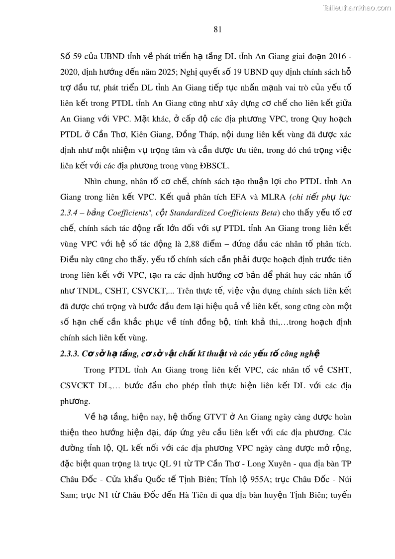 Luận án tiến sĩ địa lý Phát triển du lịch tỉnh An Giang trong liên kết Vùng phụ cận - 8 Trang 95
