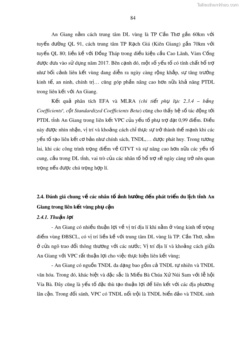 Luận án tiến sĩ địa lý Phát triển du lịch tỉnh An Giang trong liên kết Vùng phụ cận - 9 Trang 98
