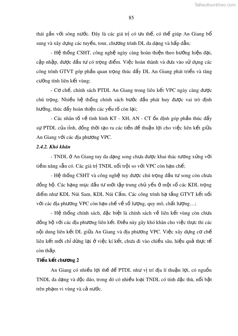 Luận án tiến sĩ địa lý Phát triển du lịch tỉnh An Giang trong liên kết Vùng phụ cận - 9 Trang 99