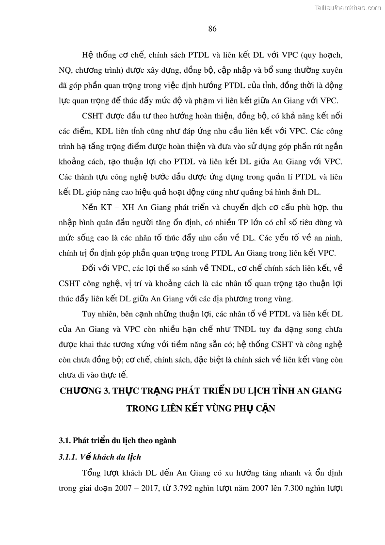 Luận án tiến sĩ địa lý Phát triển du lịch tỉnh An Giang trong liên kết Vùng phụ cận - 9 Trang 100