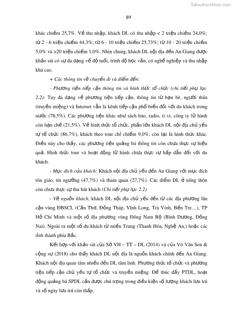 Luận án tiến sĩ địa lý Phát triển du lịch tỉnh An Giang trong liên kết Vùng phụ cận - 9 Trang 103