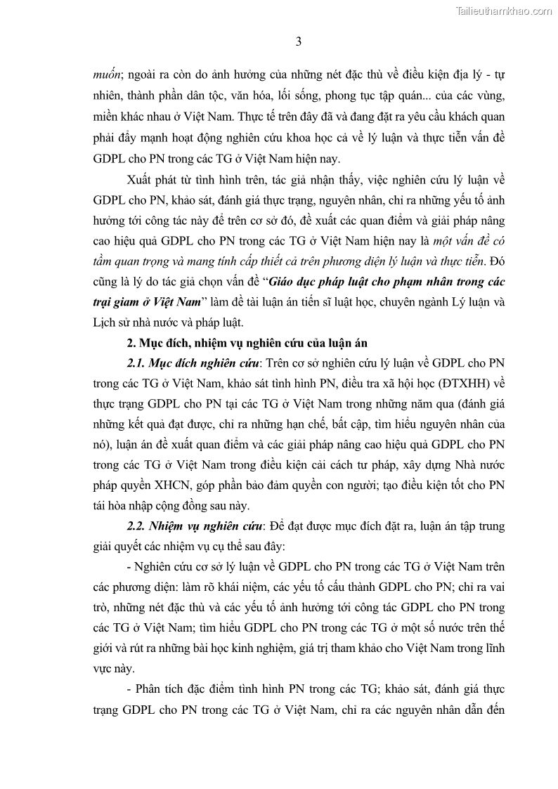 Luận án tiến sĩ Giáo dục pháp luật cho phạm nhân trong các trại giam ở Việt Nam - 1 Trang 9