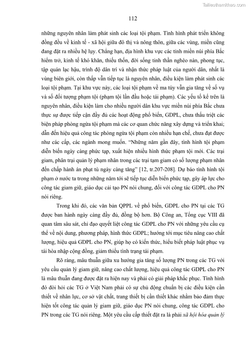 Luận án tiến sĩ Giáo dục pháp luật cho phạm nhân trong các trại giam ở Việt Nam - 10 Trang 118