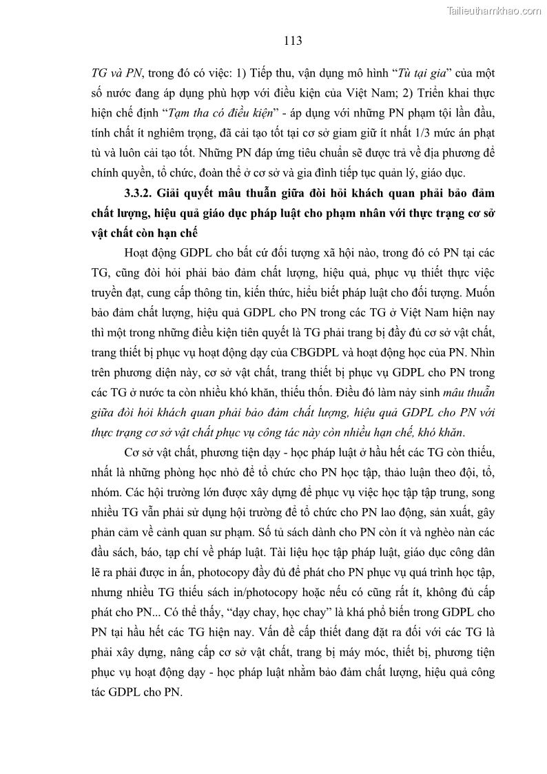 Luận án tiến sĩ Giáo dục pháp luật cho phạm nhân trong các trại giam ở Việt Nam - 10 Trang 119