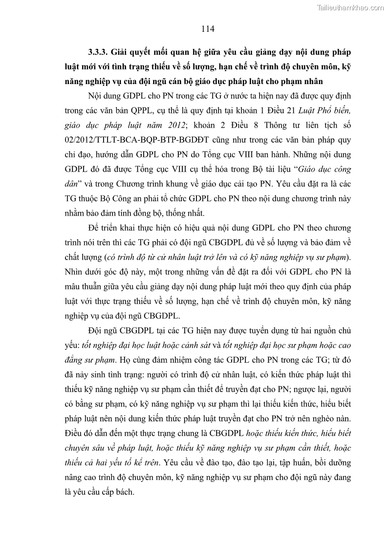 Luận án tiến sĩ Giáo dục pháp luật cho phạm nhân trong các trại giam ở Việt Nam - 10 Trang 120