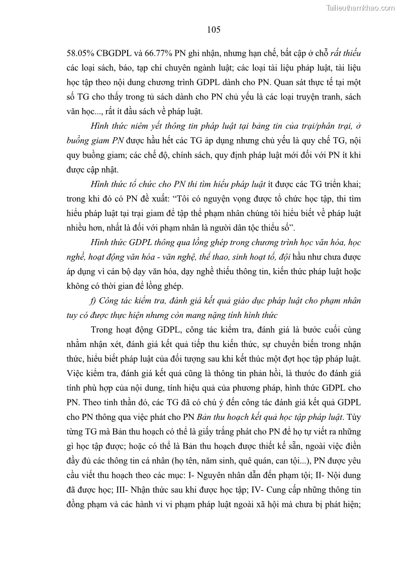 Luận án tiến sĩ Giáo dục pháp luật cho phạm nhân trong các trại giam ở Việt Nam - 10 Trang 111