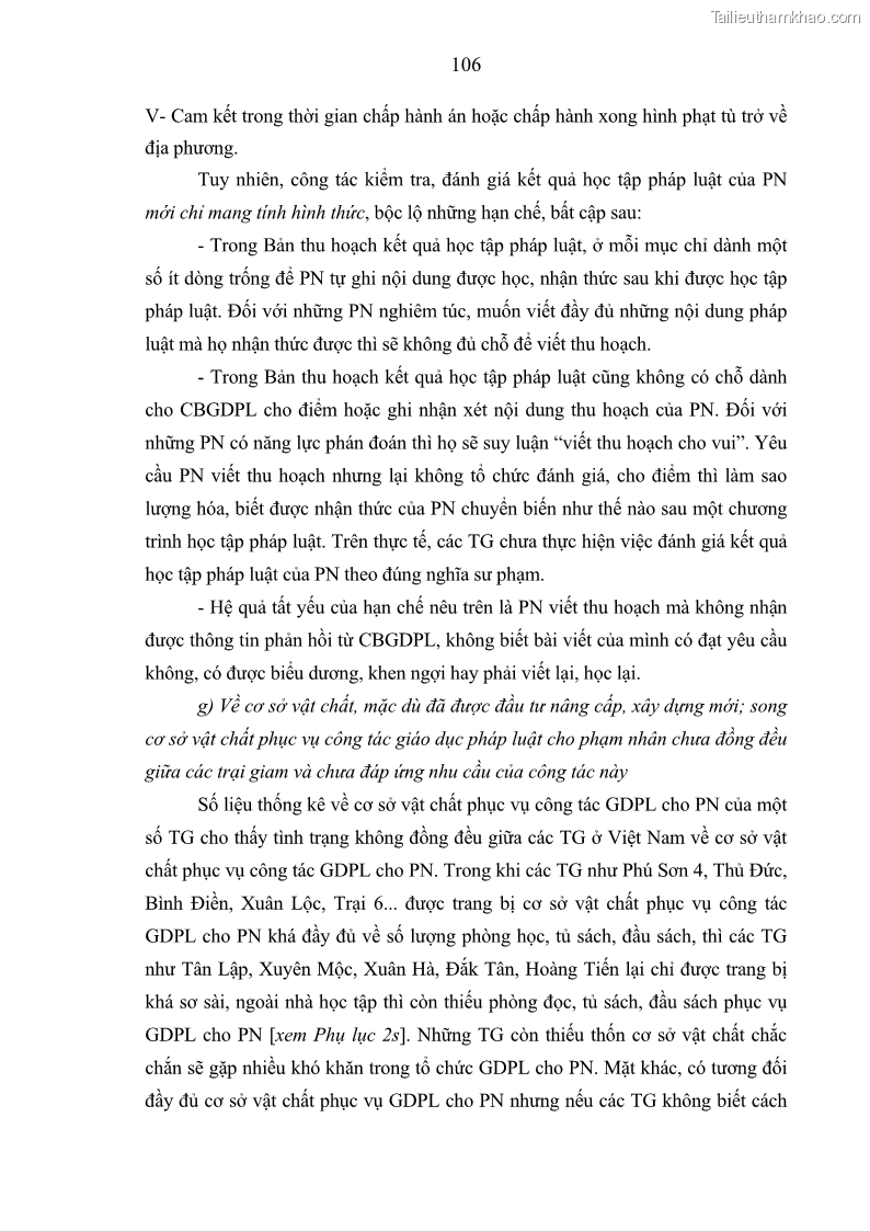 Luận án tiến sĩ Giáo dục pháp luật cho phạm nhân trong các trại giam ở Việt Nam - 10 Trang 112