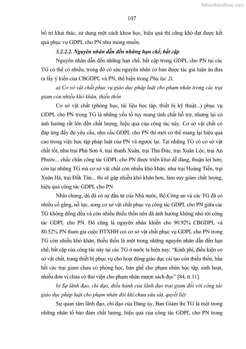 Luận án tiến sĩ Giáo dục pháp luật cho phạm nhân trong các trại giam ở Việt Nam - 10 Trang 113