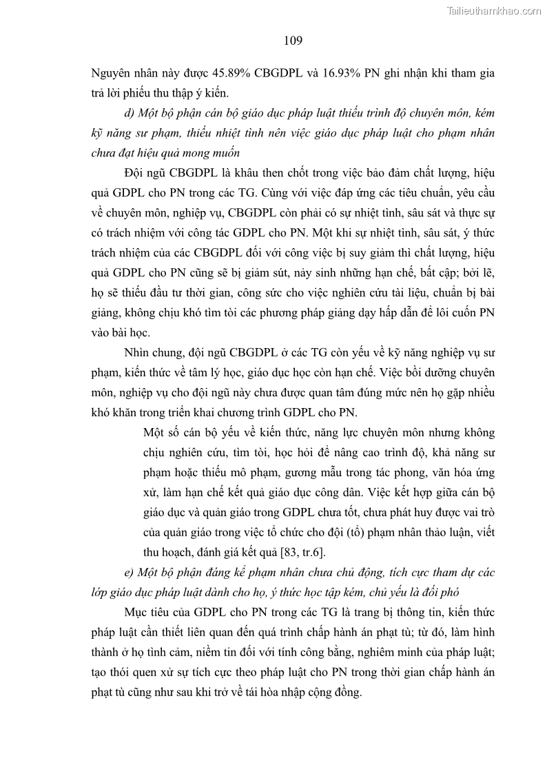 Luận án tiến sĩ Giáo dục pháp luật cho phạm nhân trong các trại giam ở Việt Nam - 10 Trang 115