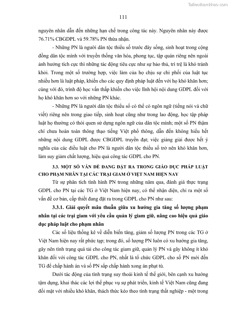 Luận án tiến sĩ Giáo dục pháp luật cho phạm nhân trong các trại giam ở Việt Nam - 10 Trang 117