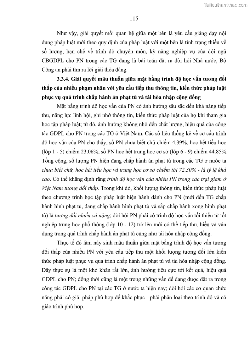 Luận án tiến sĩ Giáo dục pháp luật cho phạm nhân trong các trại giam ở Việt Nam - 11 Trang 121