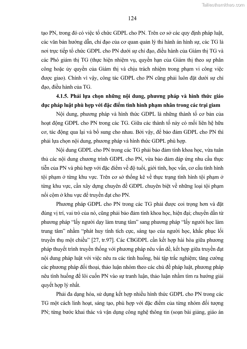 Luận án tiến sĩ Giáo dục pháp luật cho phạm nhân trong các trại giam ở Việt Nam - 11 Trang 130