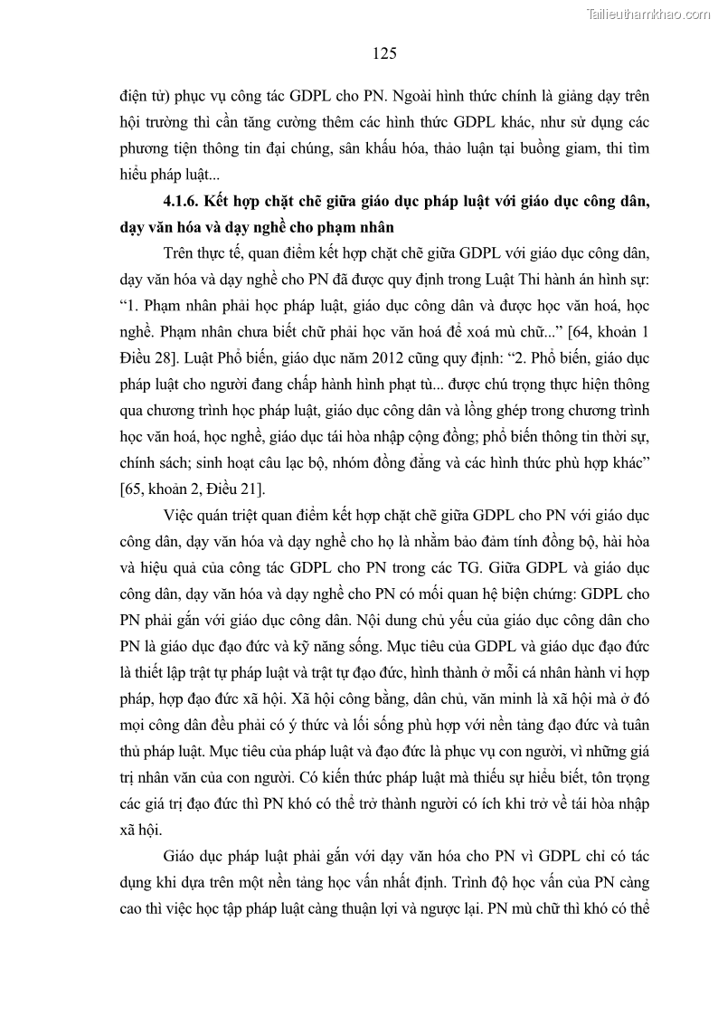 Luận án tiến sĩ Giáo dục pháp luật cho phạm nhân trong các trại giam ở Việt Nam - 11 Trang 131