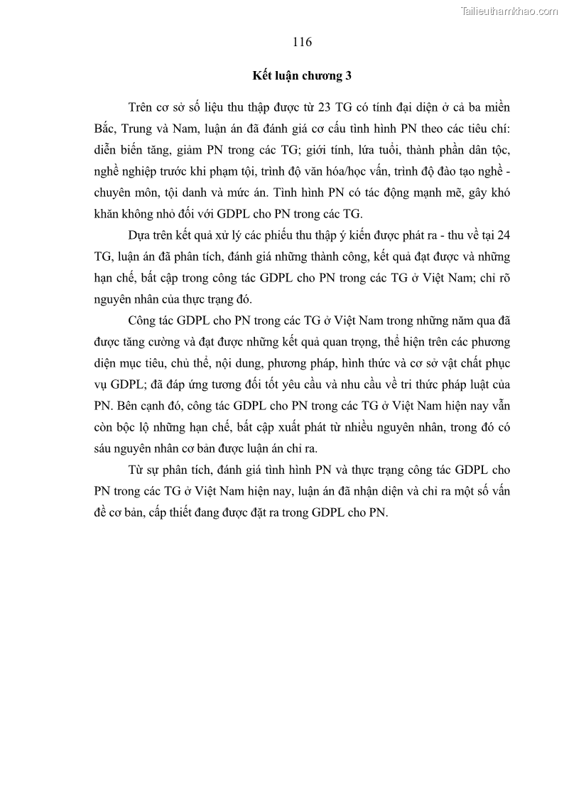 Luận án tiến sĩ Giáo dục pháp luật cho phạm nhân trong các trại giam ở Việt Nam - 11 Trang 122