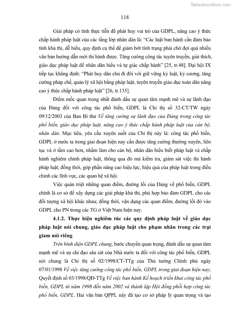 Luận án tiến sĩ Giáo dục pháp luật cho phạm nhân trong các trại giam ở Việt Nam - 11 Trang 124