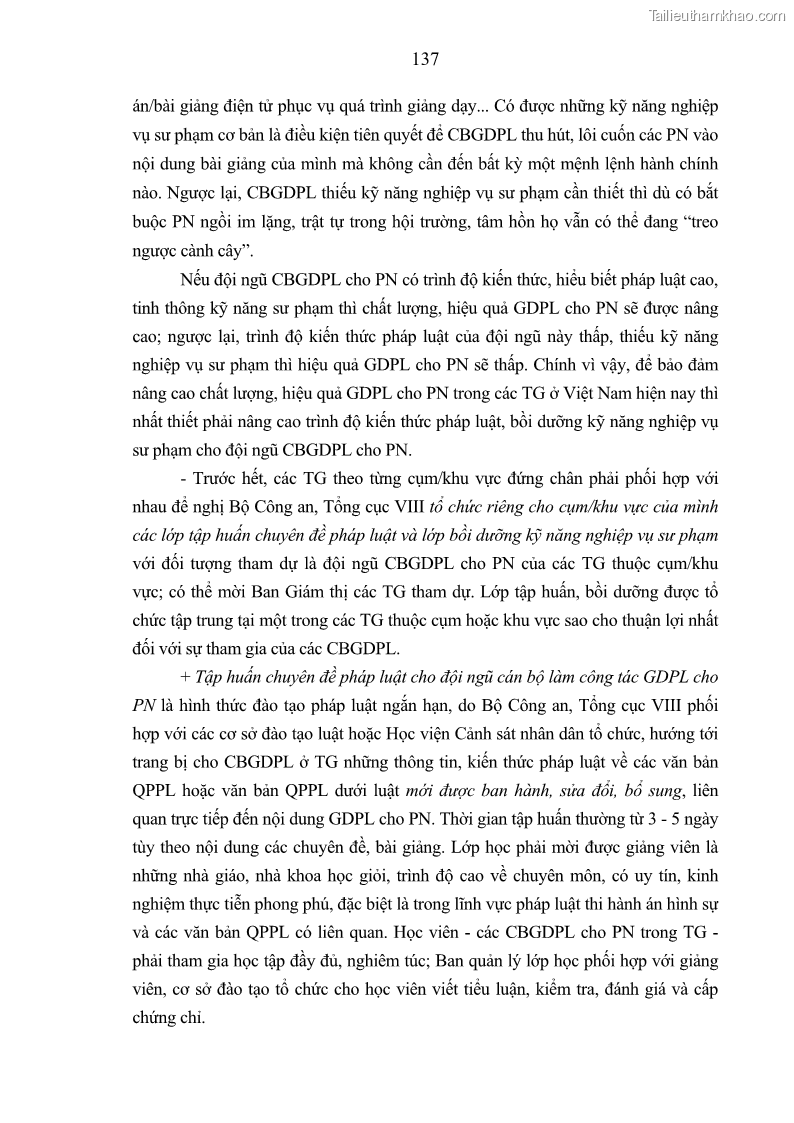Luận án tiến sĩ Giáo dục pháp luật cho phạm nhân trong các trại giam ở Việt Nam - 12 Trang 143