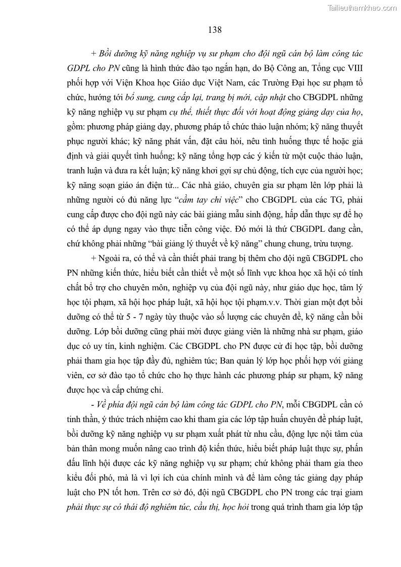 Luận án tiến sĩ Giáo dục pháp luật cho phạm nhân trong các trại giam ở Việt Nam - 12 Trang 144