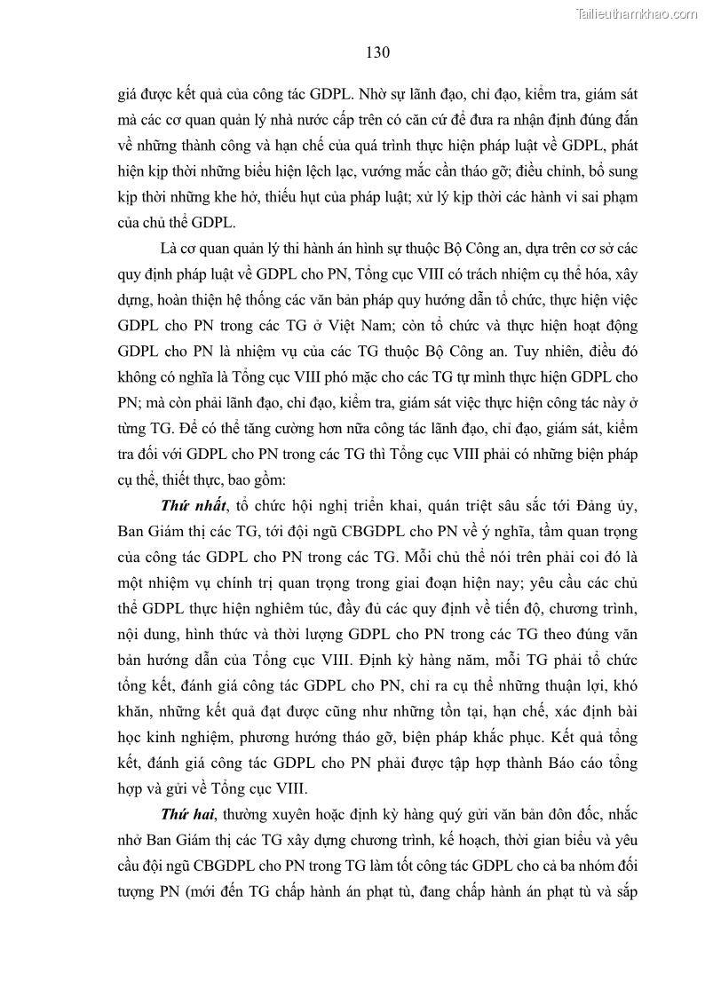 Luận án tiến sĩ Giáo dục pháp luật cho phạm nhân trong các trại giam ở Việt Nam - 12 Trang 136