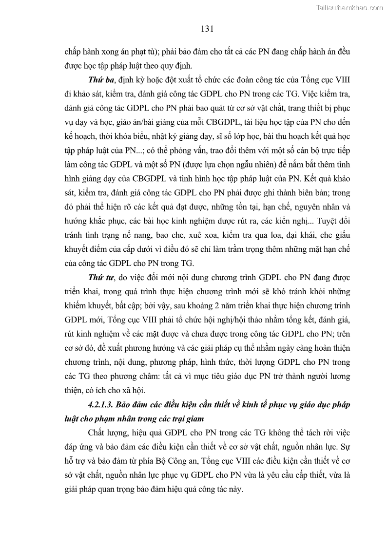 Luận án tiến sĩ Giáo dục pháp luật cho phạm nhân trong các trại giam ở Việt Nam - 12 Trang 137