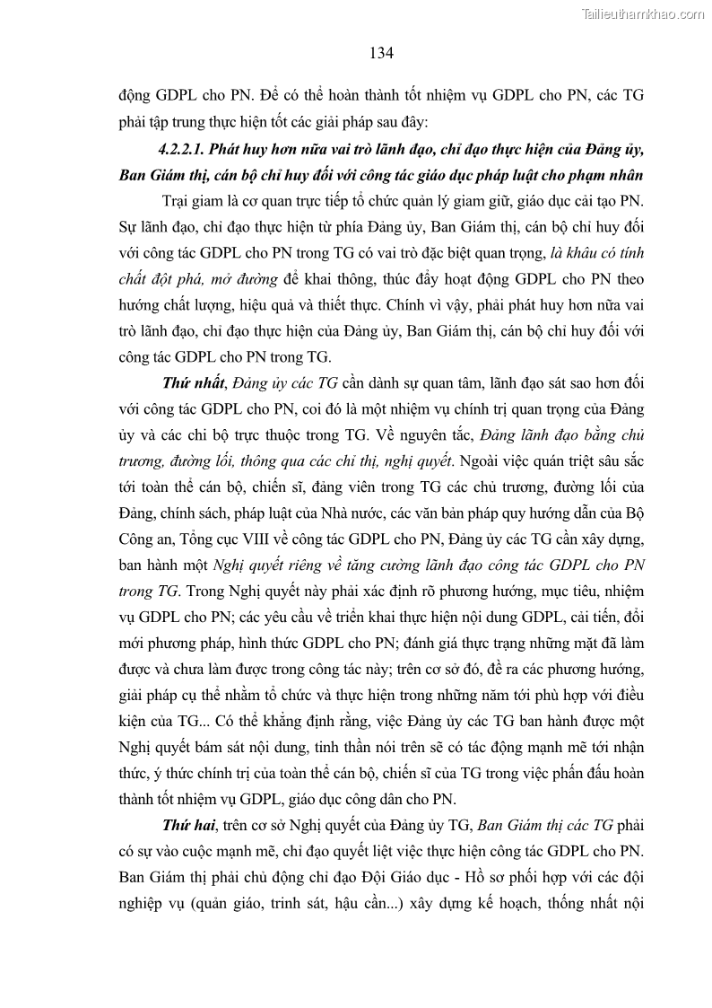 Luận án tiến sĩ Giáo dục pháp luật cho phạm nhân trong các trại giam ở Việt Nam - 12 Trang 140