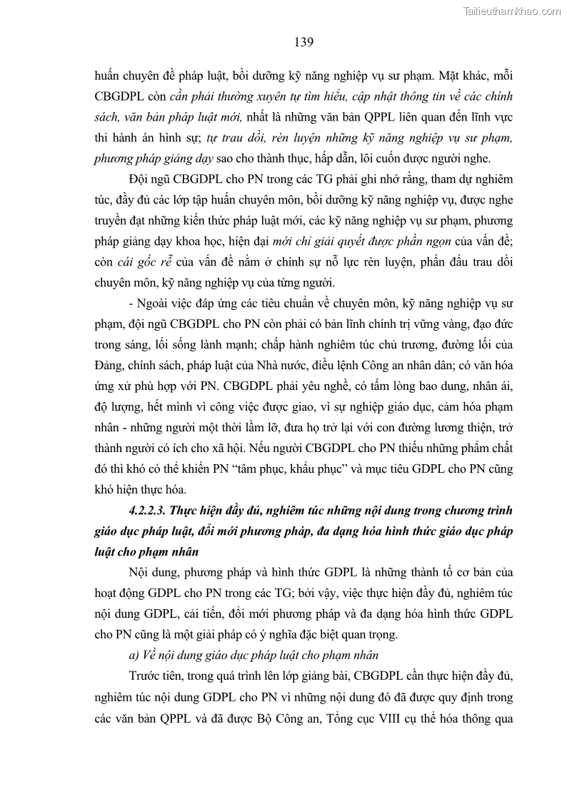 Luận án tiến sĩ Giáo dục pháp luật cho phạm nhân trong các trại giam ở Việt Nam - 13 Trang 145