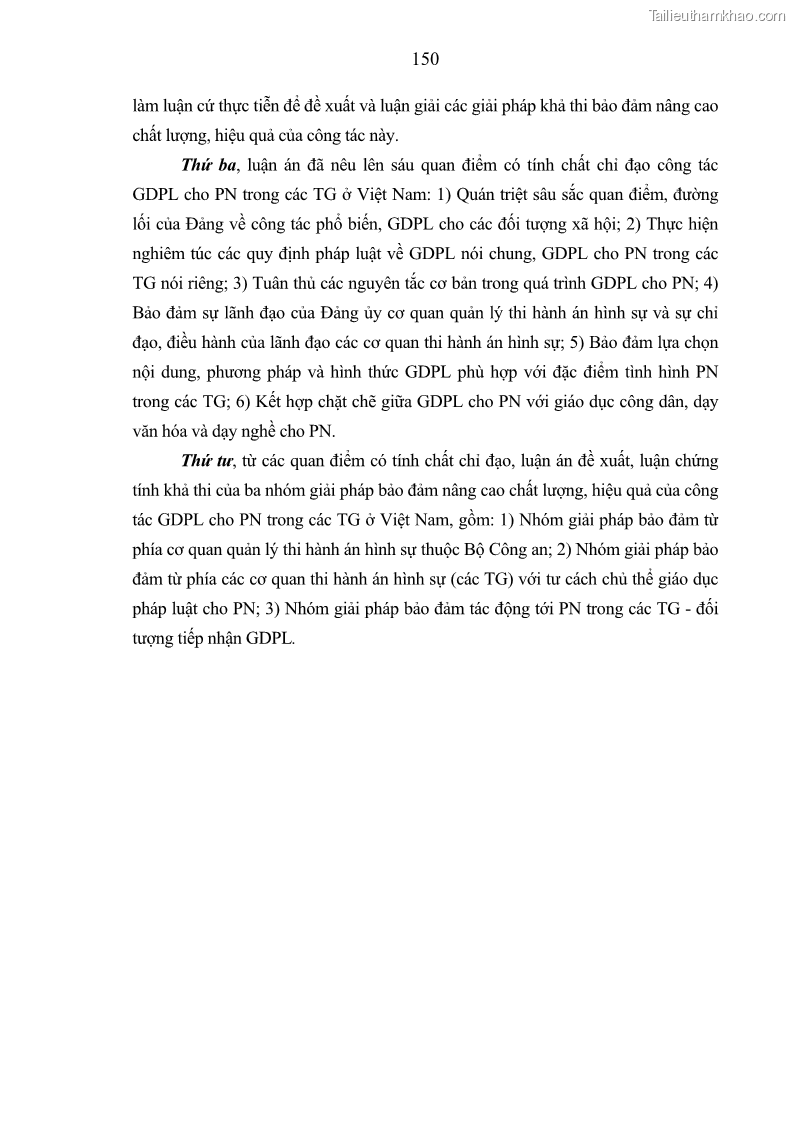 Luận án tiến sĩ Giáo dục pháp luật cho phạm nhân trong các trại giam ở Việt Nam - 13 Trang 156
