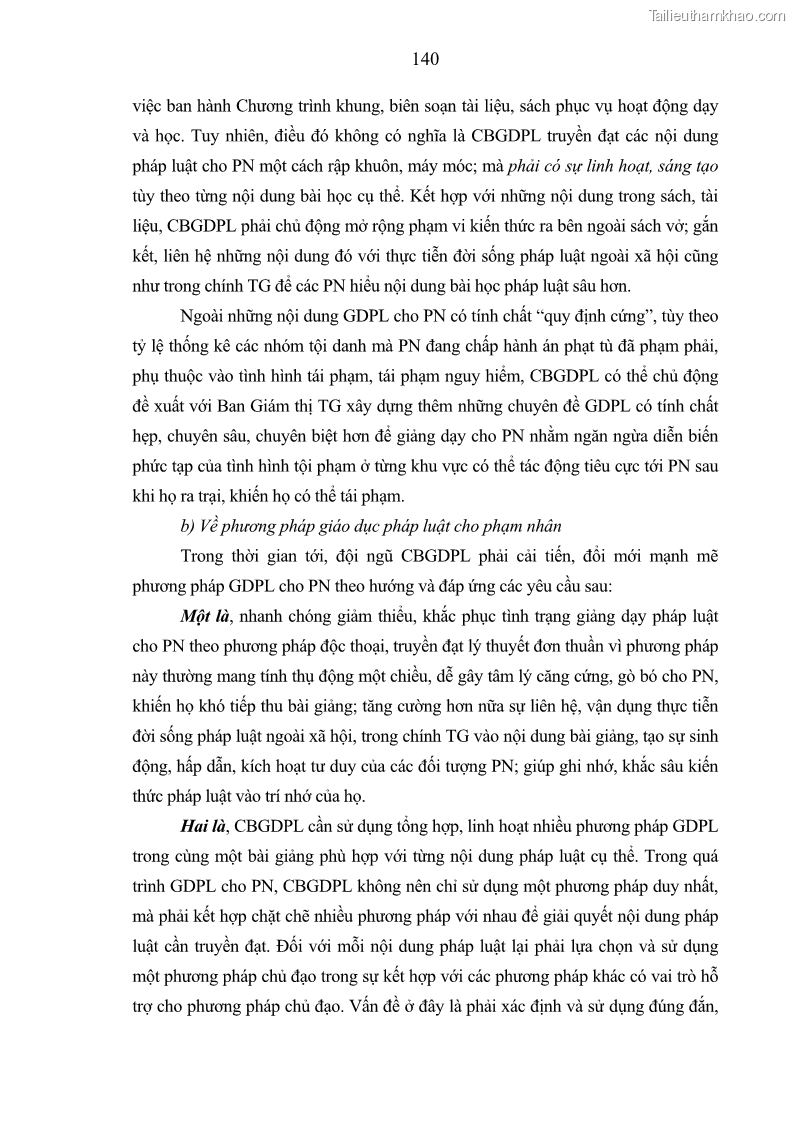 Luận án tiến sĩ Giáo dục pháp luật cho phạm nhân trong các trại giam ở Việt Nam - 13 Trang 146