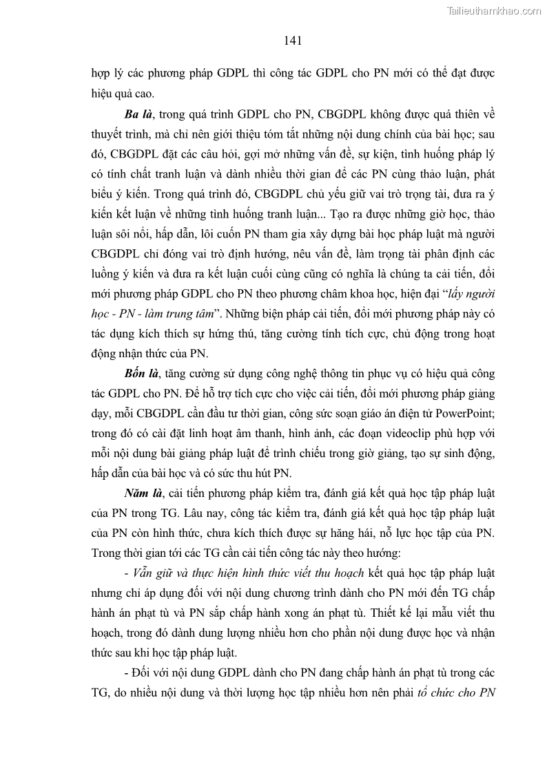 Luận án tiến sĩ Giáo dục pháp luật cho phạm nhân trong các trại giam ở Việt Nam - 13 Trang 147