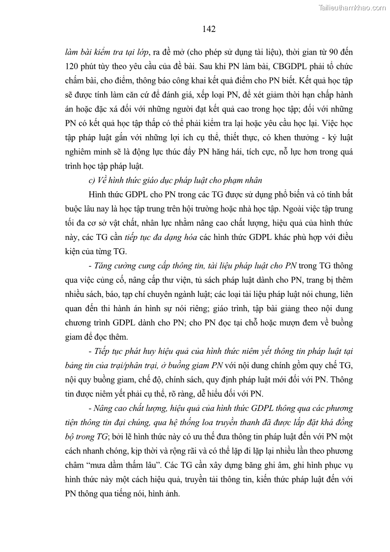 Luận án tiến sĩ Giáo dục pháp luật cho phạm nhân trong các trại giam ở Việt Nam - 13 Trang 148