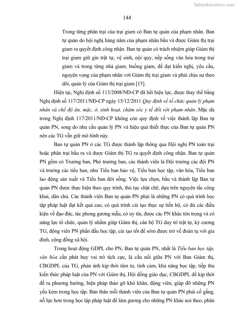 Luận án tiến sĩ Giáo dục pháp luật cho phạm nhân trong các trại giam ở Việt Nam - 13 Trang 150