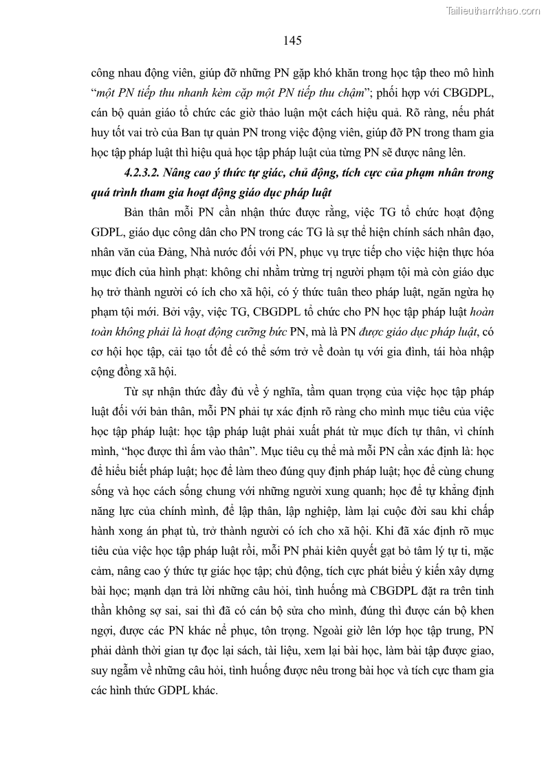 Luận án tiến sĩ Giáo dục pháp luật cho phạm nhân trong các trại giam ở Việt Nam - 13 Trang 151
