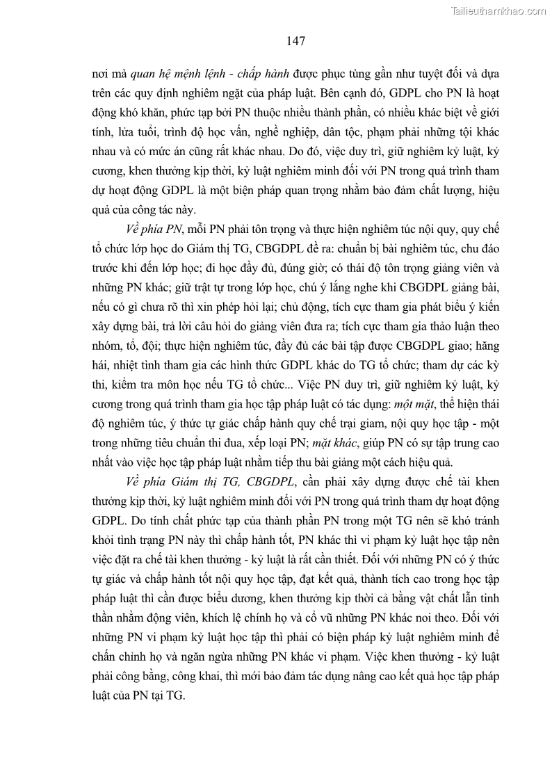 Luận án tiến sĩ Giáo dục pháp luật cho phạm nhân trong các trại giam ở Việt Nam - 13 Trang 153