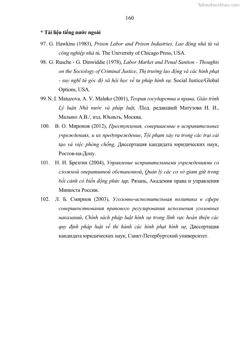 Luận án tiến sĩ Giáo dục pháp luật cho phạm nhân trong các trại giam ở Việt Nam - 14 Trang 166