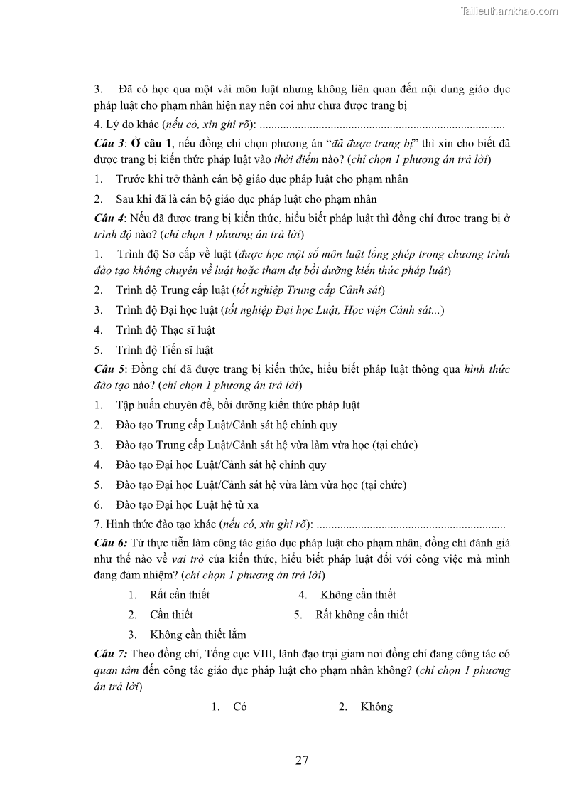 Luận án tiến sĩ Giáo dục pháp luật cho phạm nhân trong các trại giam ở Việt Nam - 17 Trang 194