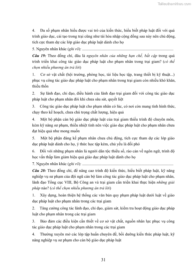 Luận án tiến sĩ Giáo dục pháp luật cho phạm nhân trong các trại giam ở Việt Nam - 17 Trang 198
