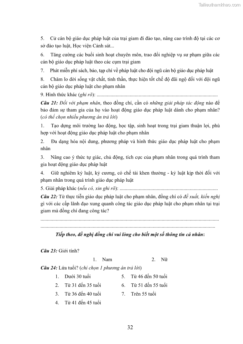Luận án tiến sĩ Giáo dục pháp luật cho phạm nhân trong các trại giam ở Việt Nam - 17 Trang 199