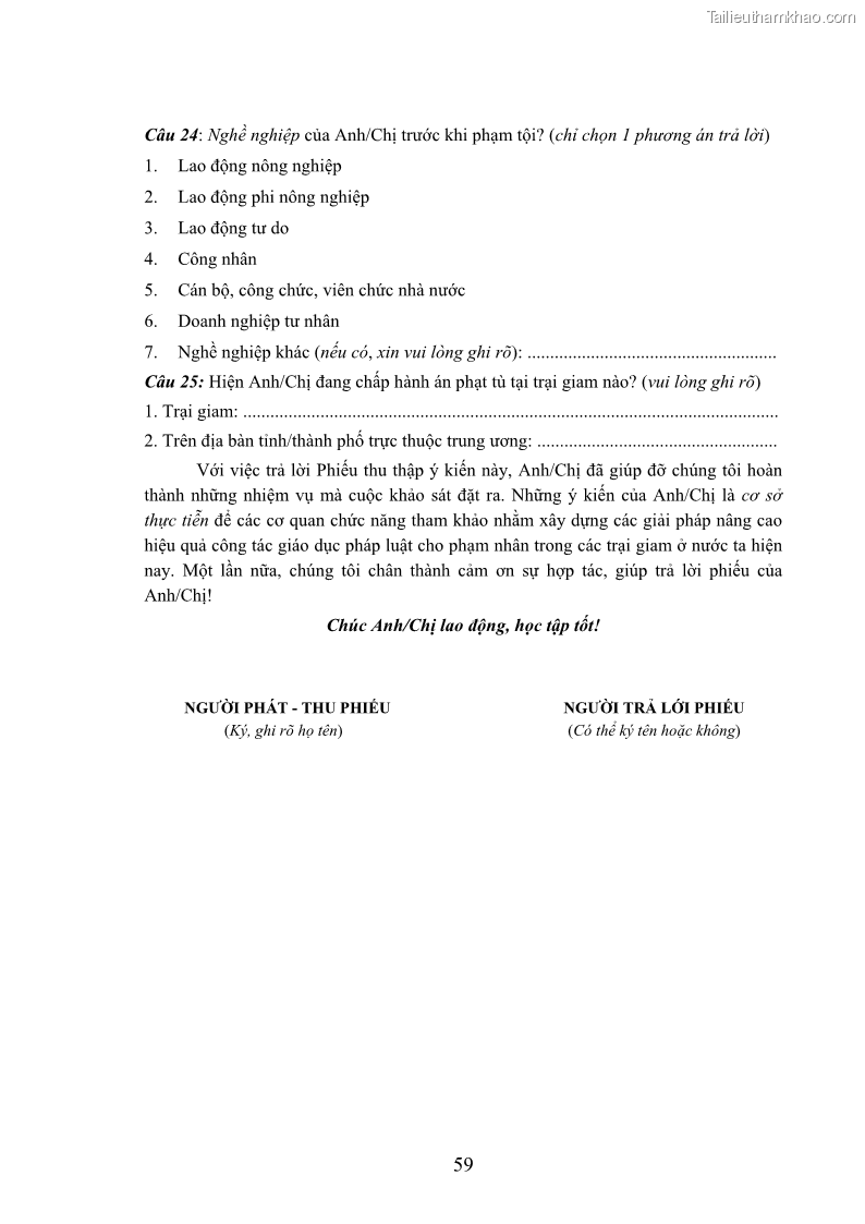Luận án tiến sĩ Giáo dục pháp luật cho phạm nhân trong các trại giam ở Việt Nam - 19 Trang 226