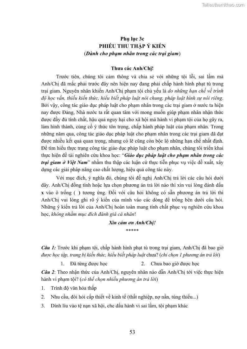 Luận án tiến sĩ Giáo dục pháp luật cho phạm nhân trong các trại giam ở Việt Nam - 19 Trang 220