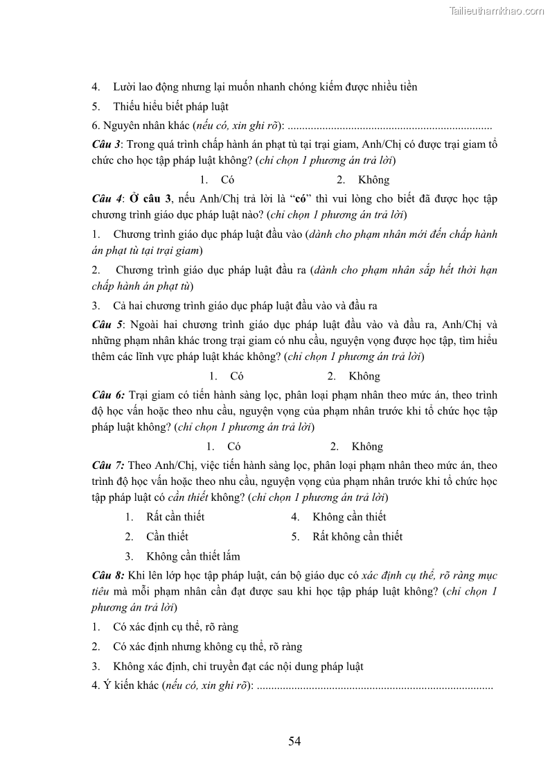 Luận án tiến sĩ Giáo dục pháp luật cho phạm nhân trong các trại giam ở Việt Nam - 19 Trang 221
