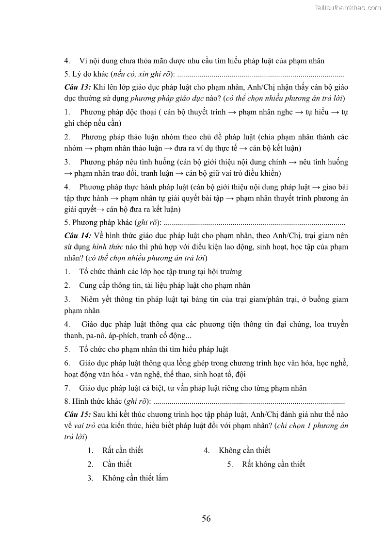 Luận án tiến sĩ Giáo dục pháp luật cho phạm nhân trong các trại giam ở Việt Nam - 19 Trang 223