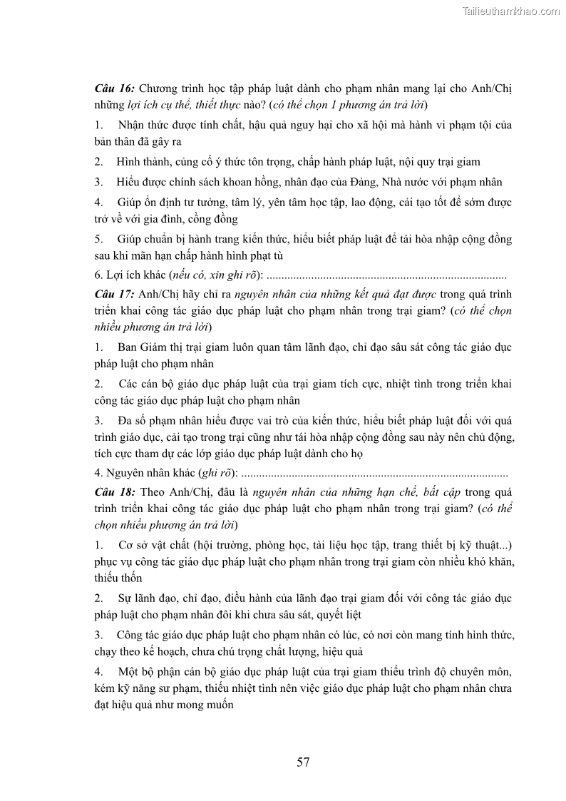 Luận án tiến sĩ Giáo dục pháp luật cho phạm nhân trong các trại giam ở Việt Nam - 19 Trang 224