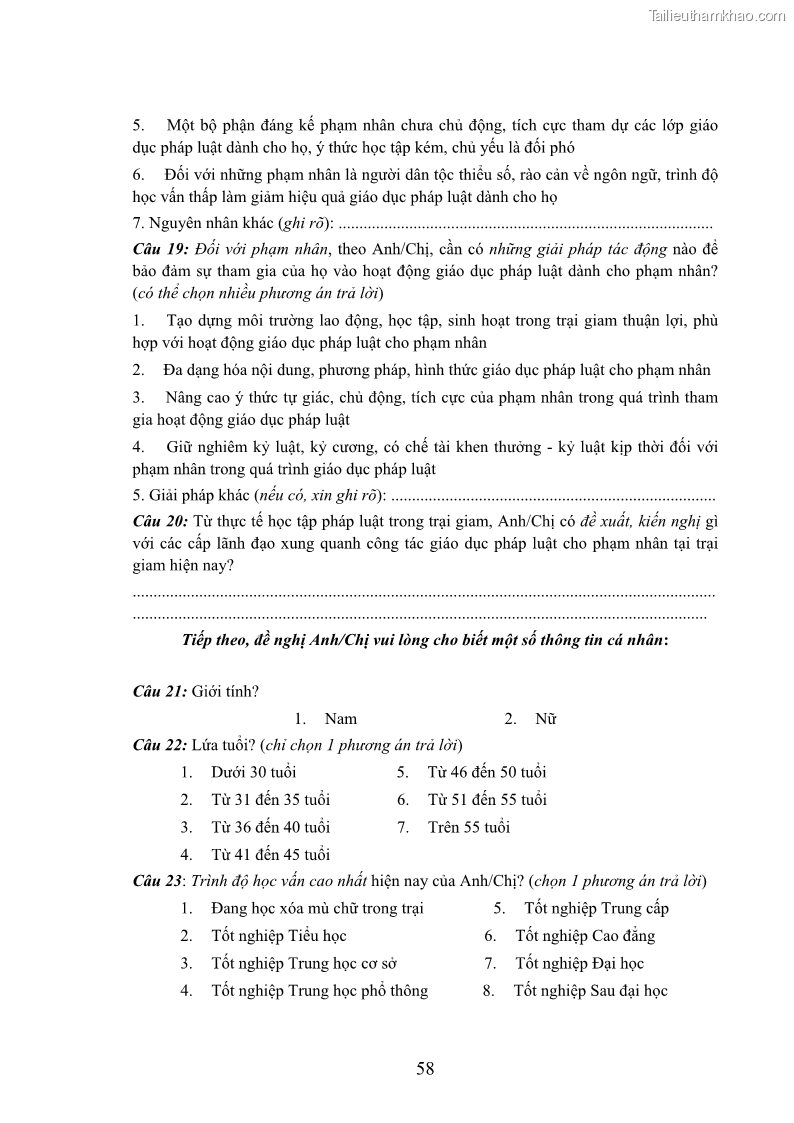 Luận án tiến sĩ Giáo dục pháp luật cho phạm nhân trong các trại giam ở Việt Nam - 19 Trang 225