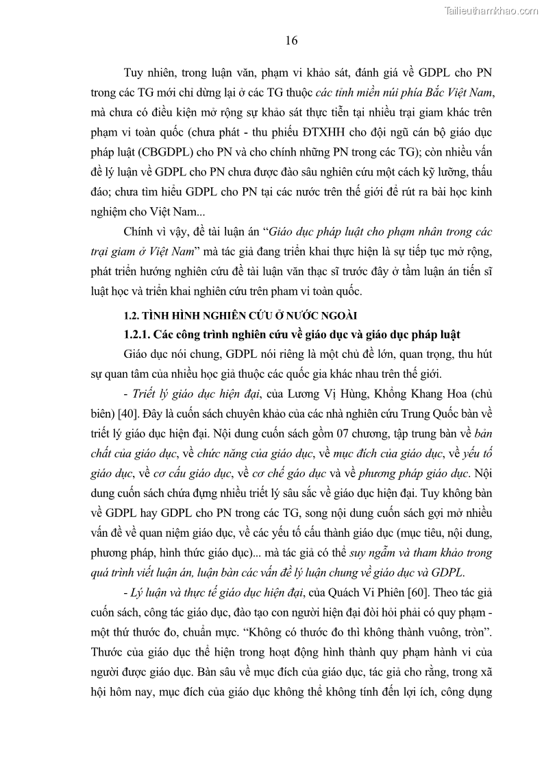 Luận án tiến sĩ Giáo dục pháp luật cho phạm nhân trong các trại giam ở Việt Nam - 2 Trang 22
